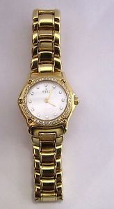 Ebel 18KT Yellow Gold Mother of Pearl Diamond Dial & Diamond Bezel Ladies Watch