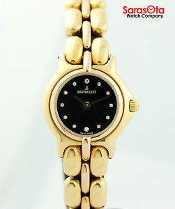 Bertolucci Pulchra 18k Yellow Solid Gold Black Diamond Dial Dress Women's Watch