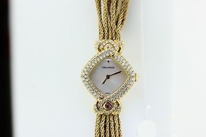 DELANCE 18K YELLOW GOLD AND DIAMOND LADIES WRIST WATCH