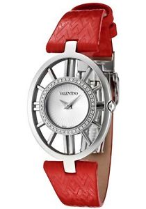 Valentino Watches Lizard Leather Watch Diamonds Red & Silver Tone V38SBQ9102S800