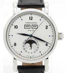 Chronoswiss Sirius Triple Date CH9343 Automatic Steel Silver Dial Mens Watch NEW