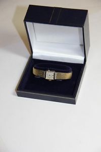 VINTAGE BUCHERER 18K SOLID GOLD W/ DIAMONDS LADY CLASSIC WATCH