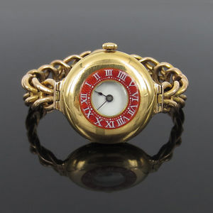 Antique English Enamel & 18K Yellow Gold Pocket Watch Wrist Watch Conversion