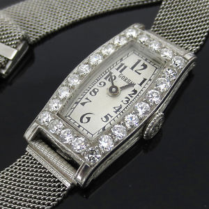 Art Deco Gorham 1.50ct Old Mine Cut Diamond Platinum Lady’s Watch