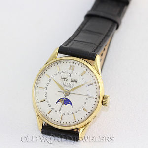 Gubelin Vintage Triple Date Moon Phase Ipso Matic 35mm 18K Yellow Gold