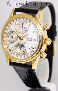 Auguste Reymond Mens 18k Yellow Gold Calendar Moon Phase Chronograph