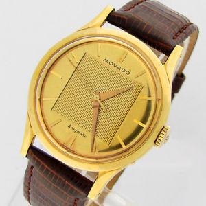 Movado 18K Gold Super Clou de Paris Dial Kingmatic Mens Auto Watch 35mm Ref 1179