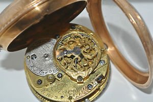 Montre de gousset en or 18k Signée Leroy à Paris. Mécanisme à coq