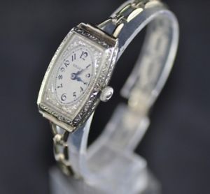 Vintage Ladies 1920's Gruen 14K Gold Filigree watch reinforced with metal V/N