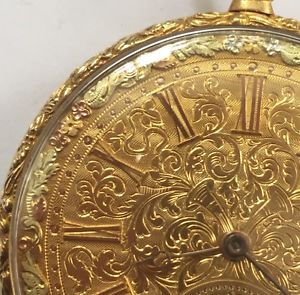 18 k Yellow Gold Brothers Melly Pocket Watch 18S rose and green gold No Key