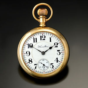 18 Size Hamilton Grade 946 Railroad Pocket Watch with Family Crest on Back