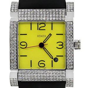 Xemex Stainless Steel 4.50ctw Diamond Bezel Watch