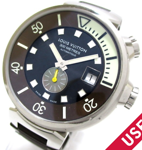 LOUIS VUITTON Tambour Diving Q1031 SS Auto Watch Black Used Excellent
