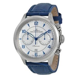 Zeno 6302BVD-G3 Mens Silver Dial Analog Automatic Watch with Leather Strap
