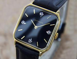 Wittnauer Swiss Made Mens Manual Dress Watch With Genuine Diamonds LA100