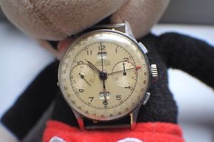 Vintage 1940's Angelus Chronodato Oversized Triple Calendar steel Chronograph