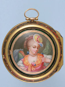 Very Fine Triple Cased Gold Verge Pocket Watch with Enamel Miniature