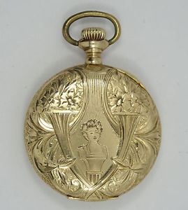 ANTIQUE 1909 ELGIN SOLID 14K GOLD LADIES POCKET WATCH 32 mm case * WORKING *