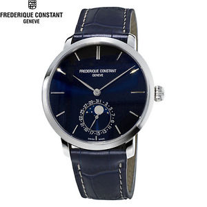 Free Shipping Pre-owned Frederique Constant Slimline Manufacture Navy Dial Men's