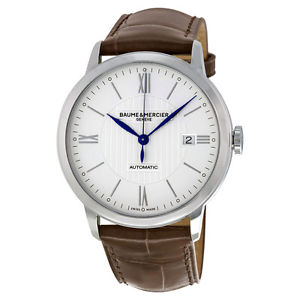 Baume et Mercier Classima Automatic Silver Dial Brown Leather Mens Watch 10214