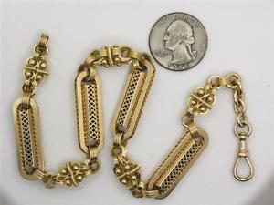GORGEOUS 1880'S HEAVY 37 PENNYWEIGHT SOLID 14K GOLD 12" MENS POCKET WATCH CHAIN