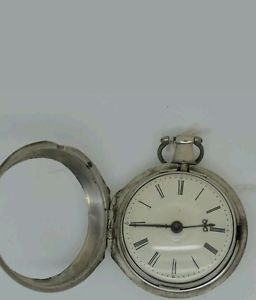 STUNNING1818,PAIR -CASE VERGE FUSEE,BEETLE & POKER HANDS POCKET WATCH,TICKS WELL