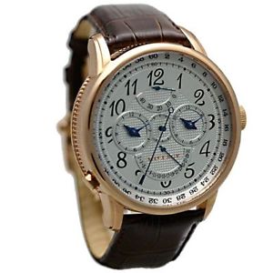 Millage Retrograde Dual Time Auto RG Sil Dial & BR Genuine Coroco Calf Leather