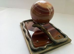 Set Letter Writing Antique Snake Lizard Agate Stone Handmade Inkwell Press Papie