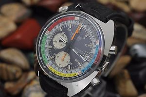 Vintage WAKMANN Regatta Chronograph Lemania 1341 Stainless Steel Yachting Watch