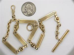 1880'S MASSIVE, HEAVY 41 PENNYWEIGHT SOLID 14K GOLD 14" MENS POCKET WATCH CHAIN
