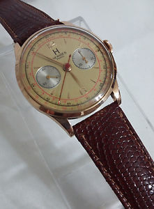 VINTAGE HERMES PARIS CHRONOGRAPH,SOLID 18K GOLD  MANUAL WIND WATCH