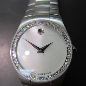 MOVADO WOMEN'S WATCH QUARTZ ALL S/S SAPPHIRE DIAMOND ORIGINAL SWISS 682211 NEW