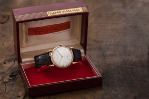 Vintage Girard Perregaux 18k Solid Gold Watch for Men in box 35mm, gents dress