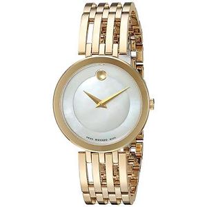 MOVADO WOMEN'S 28MM GOLD TONE STEEL BRACELET SWISS QUARTZ ANALOG WATCH 0607054