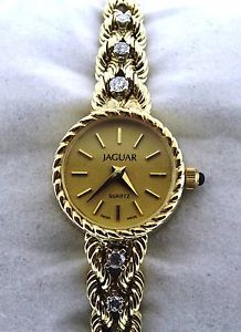 LADIES JAGUAR 14K SOLID GOLD QUARTZ WATCH 17mm 15.1 grams (*BV)