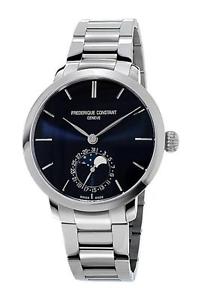 Free Shipping Pre-owned Frederique Constant SLIMLINE MOONPHASE SS FC-703N3S6B