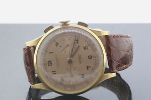 CHRONOGRAPHE SUISSE ANTIMAGNETIC VINTAGE 18K GOLD 17 RUBIS MENS WATCH