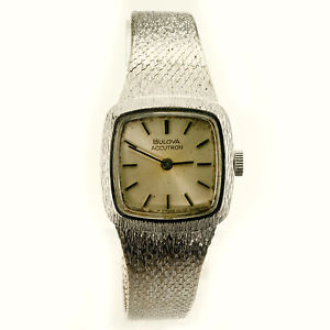 VINTAGE 18KT 750 SOLID WHITE GOLD BULOVA ACCUTRON WOMEN'S WATCH 50.4 Grams