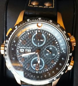 HAMILTON KHAKI X-WIND AUTOMATIC PRESTINE WATCH BLACK LEATHER IMPRESSIVE LOOK WOW