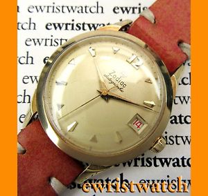 Vintage 50s Zodiac Datographic Automatic RED Date 18K Solid Gold Guarantee Paper