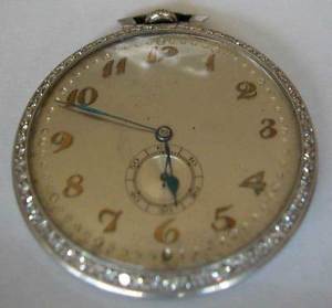 ANTIQUE ART DECO PLATINUM AND DIAMONDS WALTHAM POCKET WATCH