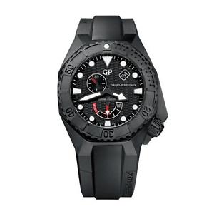 NEW GIRARD PERREGAUX SEAHAWK 49960-32-632-FK6A / BLACK / RUBBER / CERAMIC / 44MM