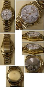 Chronograph Valgoux 18ct solid gold cased,Cal.7750 on  gold plated Braclet