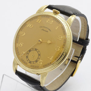 Big 48mm, luxurious NIVADA CHRONOMETER 14k gold watch from 1930's, ART DECO!