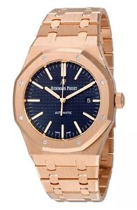 Audemars Piguet Royal Oak Automatic Blue Dial 18kt Pink Gold Mens Watch