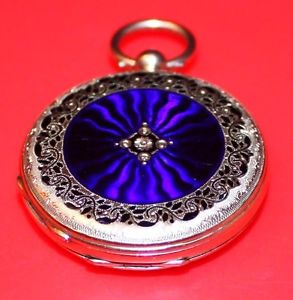 Russian 56 gold and enamel pocket watch with Swiss CYLINDRE mechanics