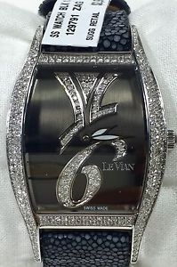 Le Vian Watch Swiss Time Diva Diamond 1-7/8 ct. Black Stingray Leather Strap