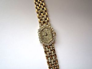 Geneve Diamond Bezel & Diamond Dial 14K Yellow Gold Watch
