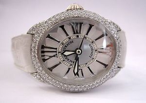 AUTHENTIC Backes & Strauss London 18KT White Gold Diamond Watch Alligator Strap