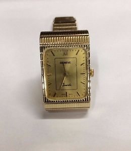 14K Yellow Gold Men's Geneve Quartz Wrist Watch